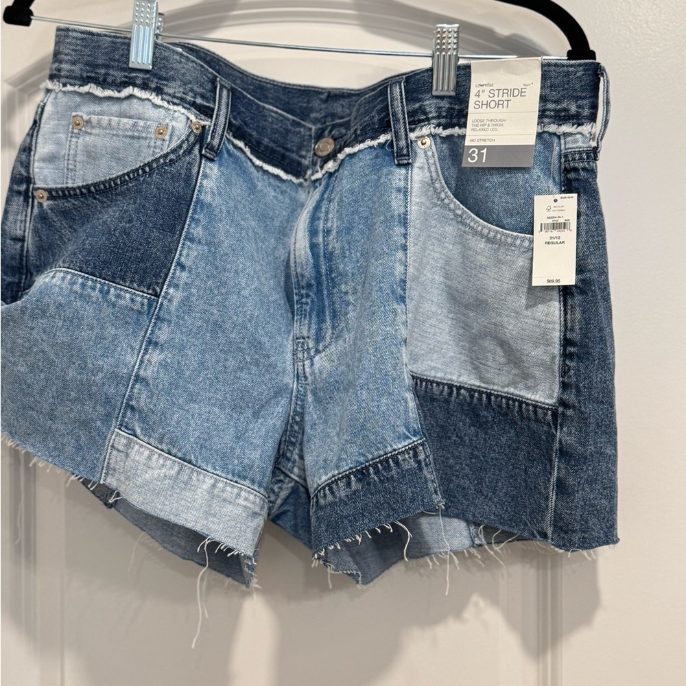 GAP Blue Jean Shorts High-Waisted Patchwork